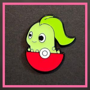 Pokemon Chikorita w/ Pokeball 1" Enamel Pin